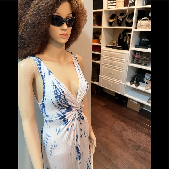 Miss Me Blue/Cream Tie-Dyed Floorlength Maxi Dress SizeM/L - Picture 5 of 10